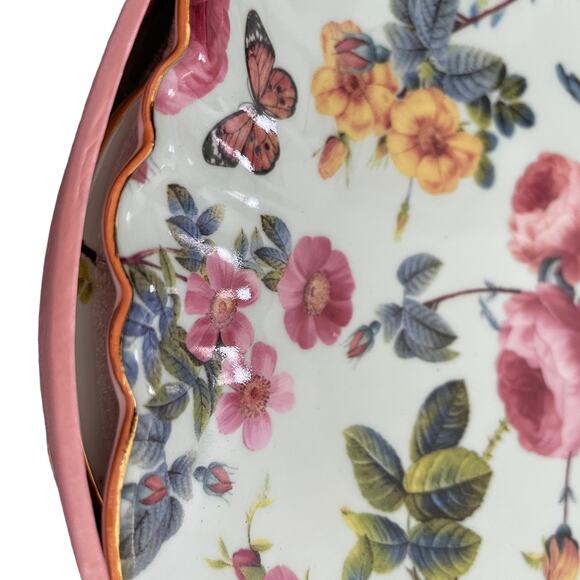 Grace Teaware Fine Porcelain Floral Dessert Plates 8in Set of 4 in Gift Box New - Picture 7 of 12